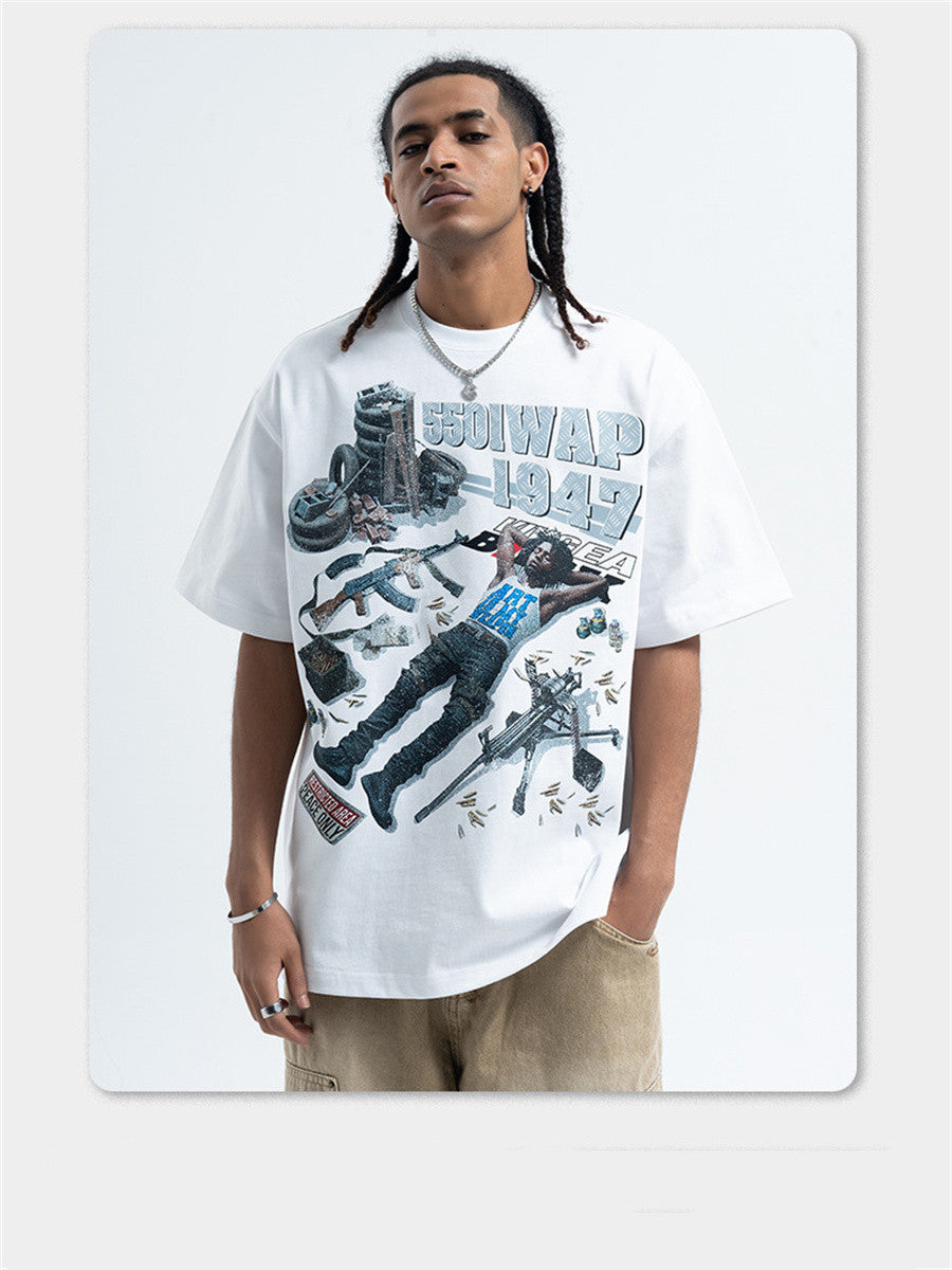 Liber Summer Men's Printed Letter Hood T-shirts