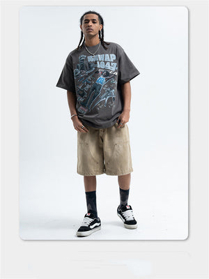 Liber Summer Men's Printed Letter Hood T-shirts