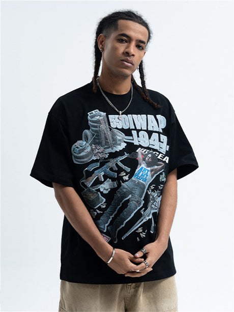 Liber Summer Men's Printed Letter Hood T-shirts