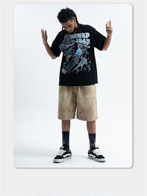 Liber Summer Men's Printed Letter Hood T-shirts