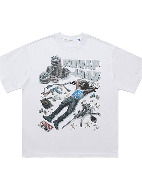 Liber Summer Men's Printed Letter Hood T-shirts