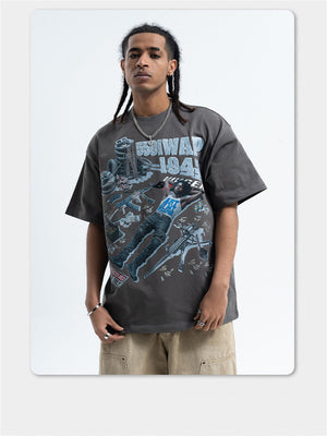 Liber Summer Men's Printed Letter Hood T-shirts