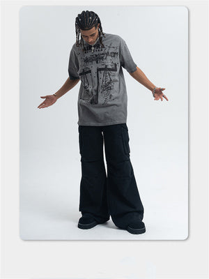 Liber Summer Men's Printed Letter Hood T-shirts