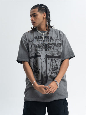 Liber Summer Men's Printed Letter Hood T-shirts