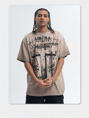 Liber Summer Men's Printed Letter Hood T-shirts