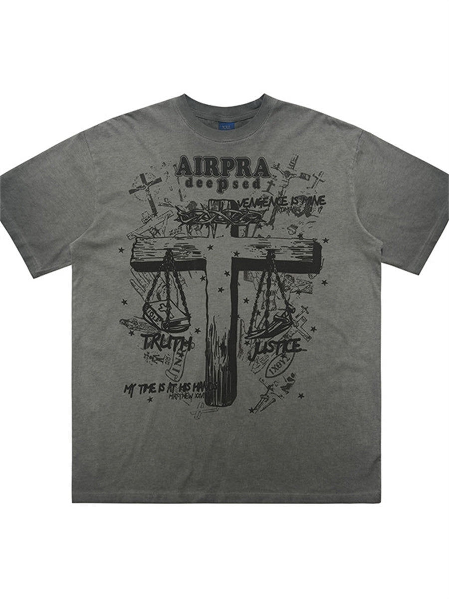 Liber Summer Men's Printed Letter Hood T-shirts
