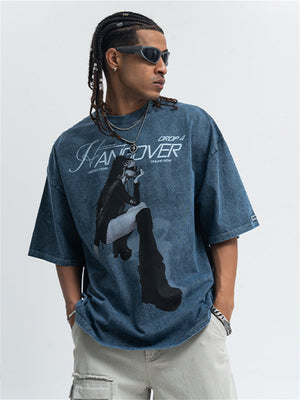 Liber Summer Men's Printed Letter Hood T-shirts