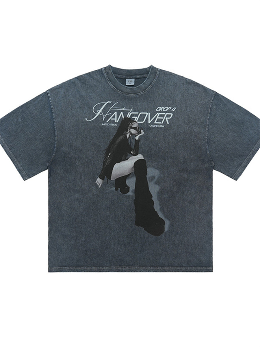 Liber Summer Men's Printed Letter Hood T-shirts