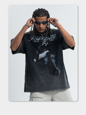 Liber Summer Men's Printed Letter Hood T-shirts