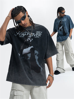 Liber Summer Men's Printed Letter Hood T-shirts