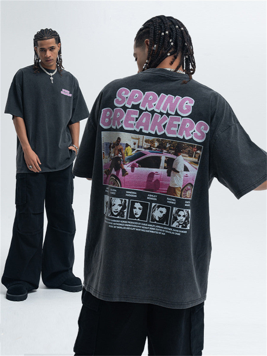 Liber Summer Men's Printed Letter Hood T-shirts