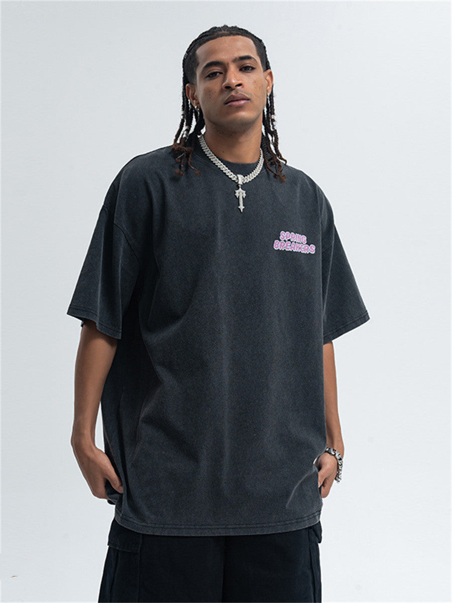 Liber Summer Men's Printed Letter Hood T-shirts