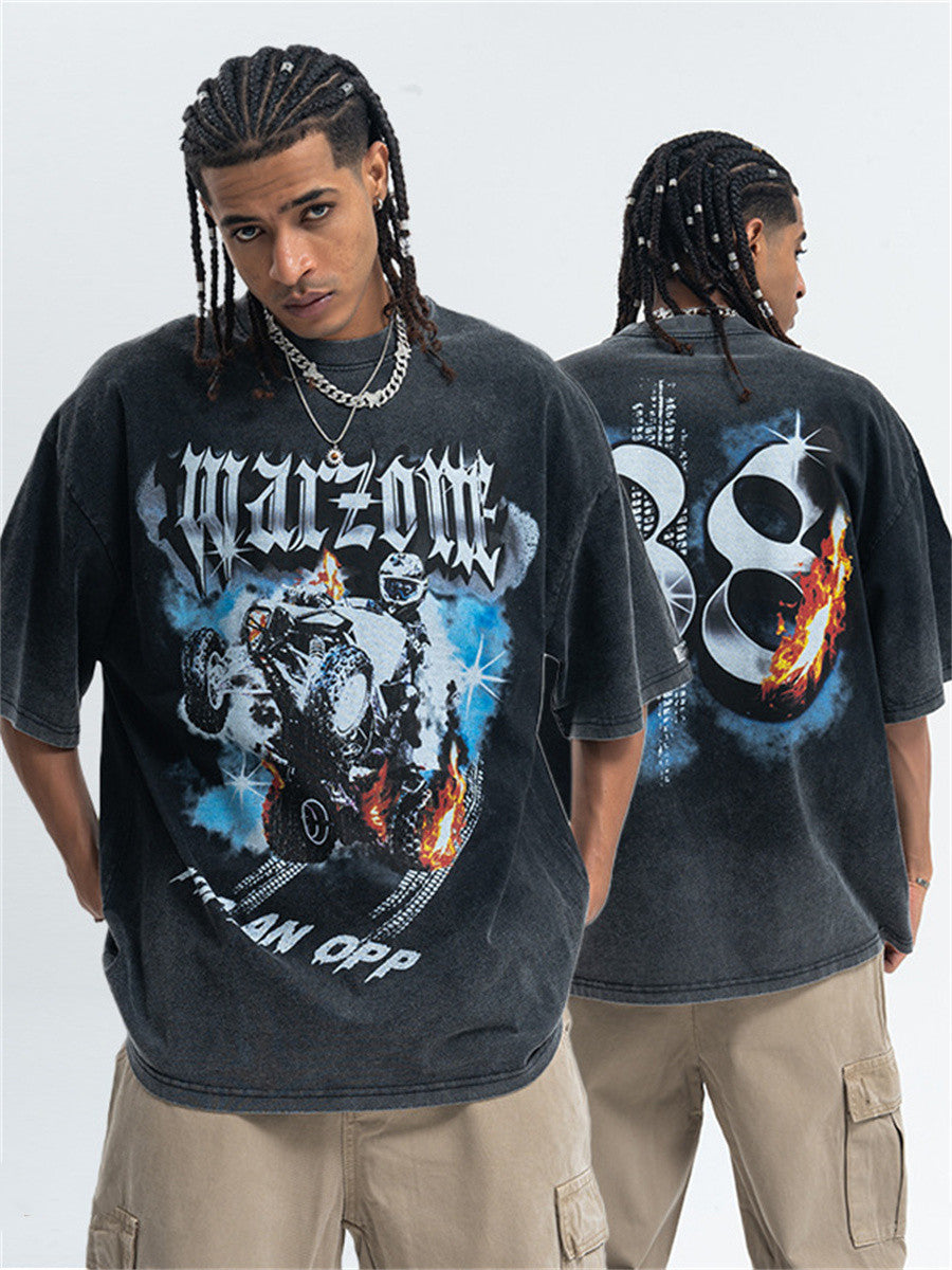 Liber Summer Men's Printed Letter Hood T-shirts