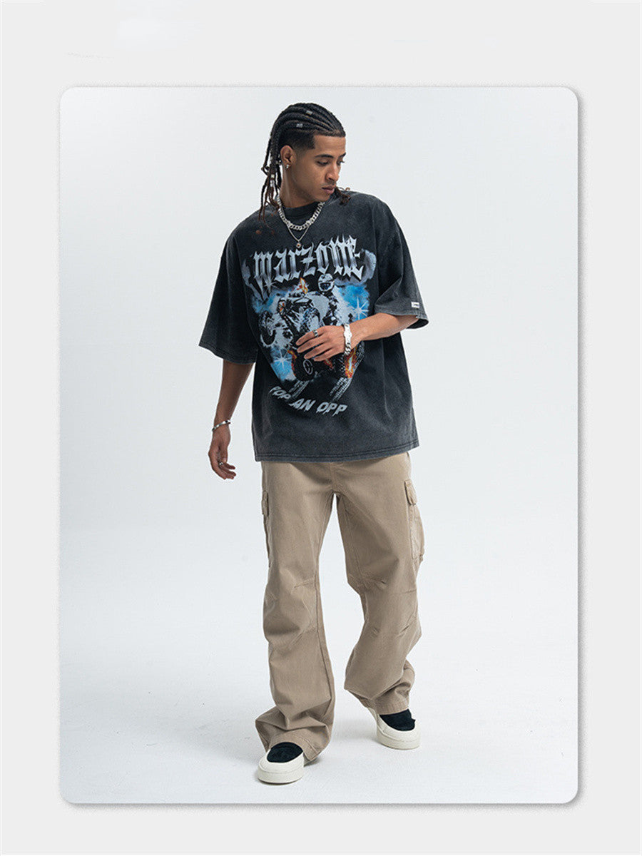 Liber Summer Men's Printed Letter Hood T-shirts