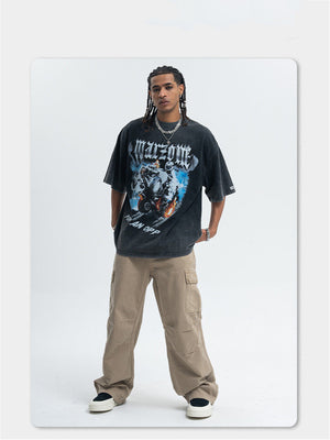 Liber Summer Men's Printed Letter Hood T-shirts