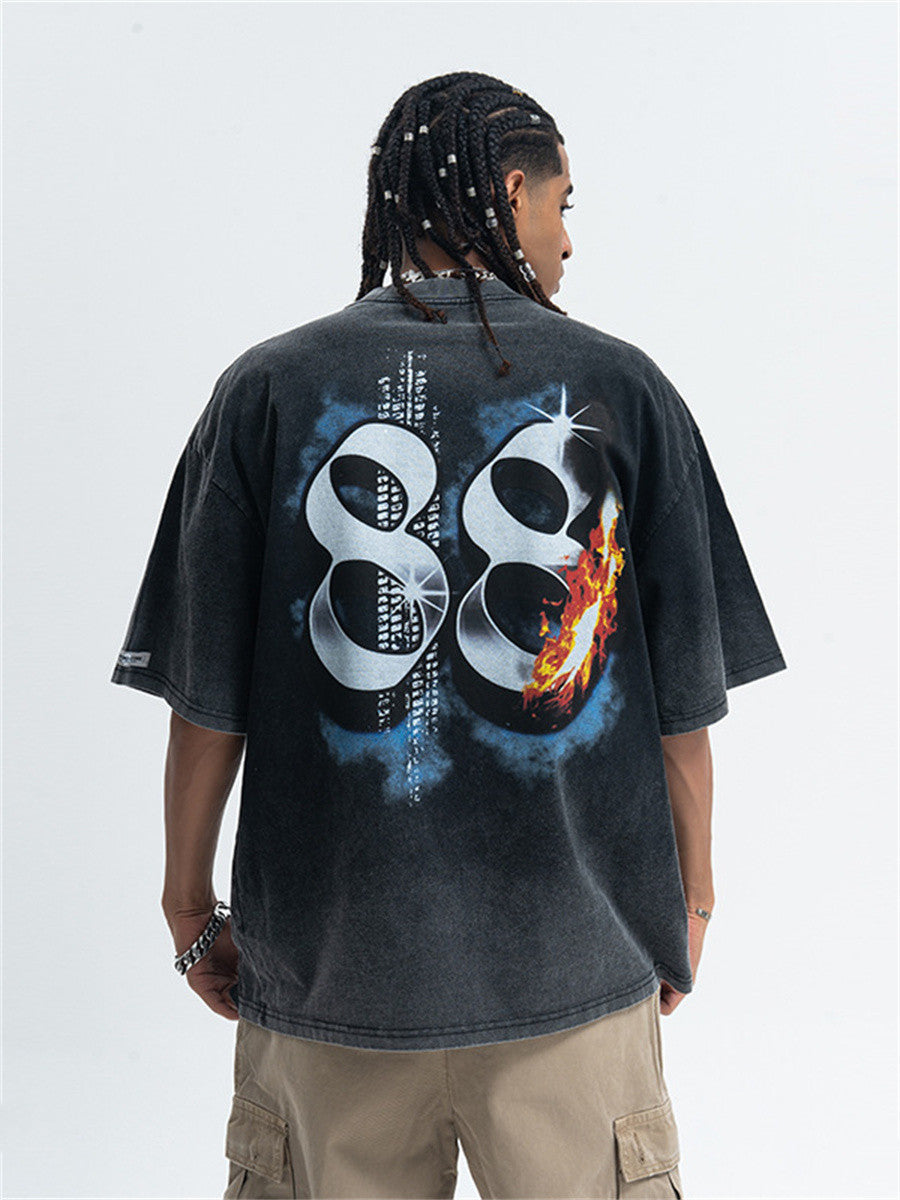Liber Summer Men's Printed Letter Hood T-shirts