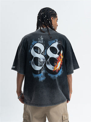 Liber Summer Men's Printed Letter Hood T-shirts
