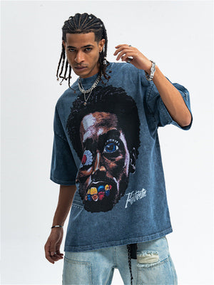 Liber Summer Men's Printed Letter Hood T-shirts
