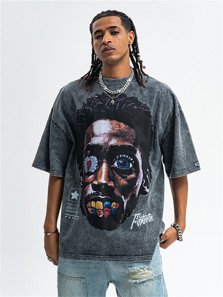 Liber Summer Men's Printed Letter Hood T-shirts