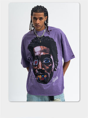 Liber Summer Men's Printed Letter Hood T-shirts