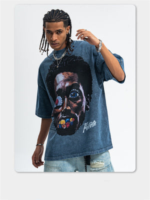 Liber Summer Men's Printed Letter Hood T-shirts