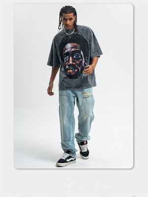 Liber Summer Men's Printed Letter Hood T-shirts