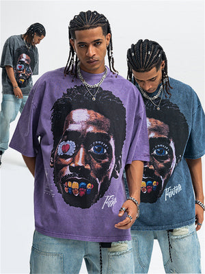 Liber Summer Men's Printed Letter Hood T-shirts