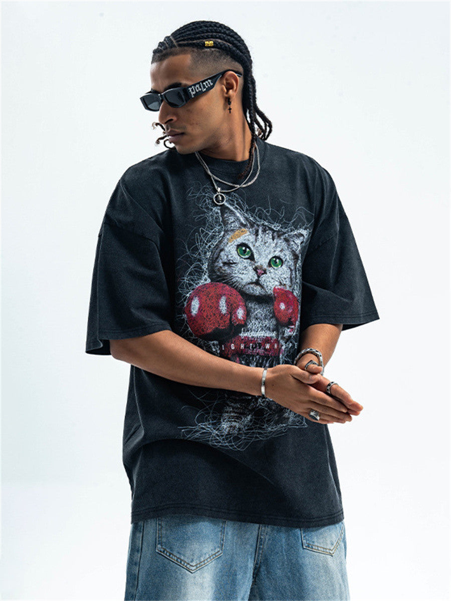 Liber Summer Men's Printed Cartoon Hood T-shirts