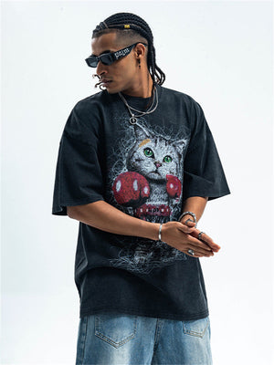 Liber Summer Men's Printed Cartoon Hood T-shirts