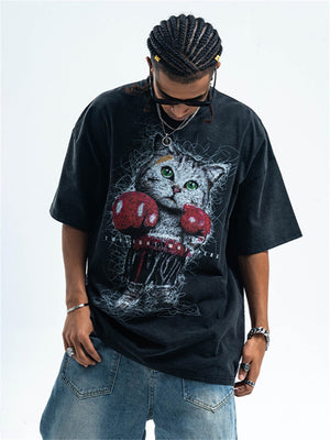 Liber Summer Men's Printed Cartoon Hood T-shirts