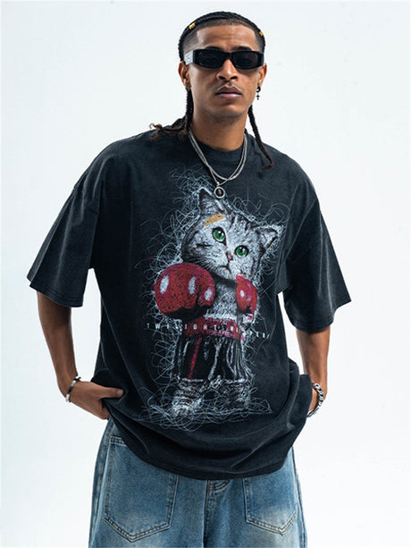 Liber Summer Men's Printed Cartoon Hood T-shirts