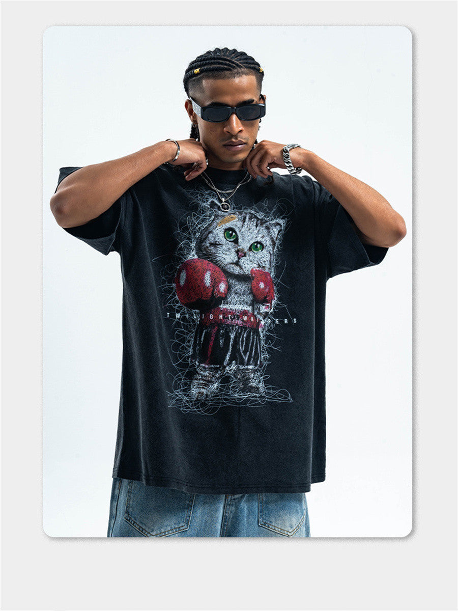 Liber Summer Men's Printed Cartoon Hood T-shirts
