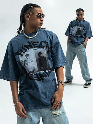 Liber Summer Men's Printed Letter Hood T-shirts