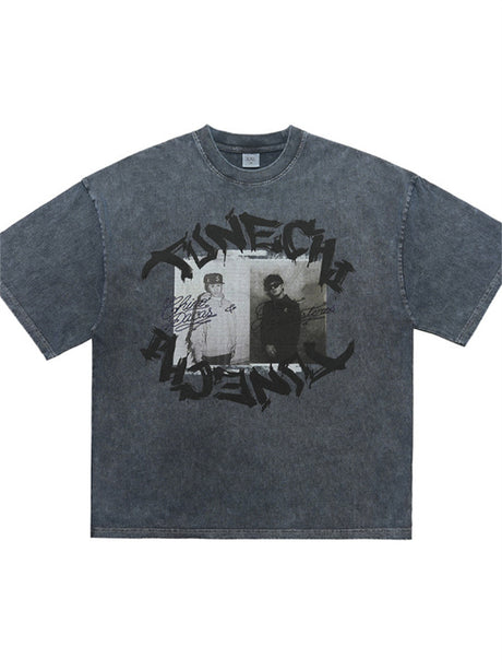 Liber Summer Men's Printed Letter Hood T-shirts