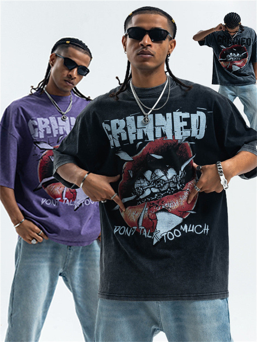 Liber Summer Men's Printed Letter Hood T-shirts