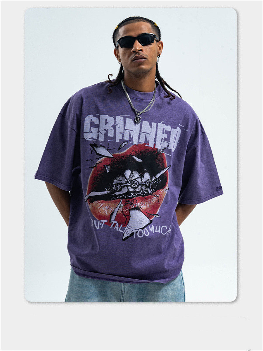 Liber Summer Men's Printed Letter Hood T-shirts