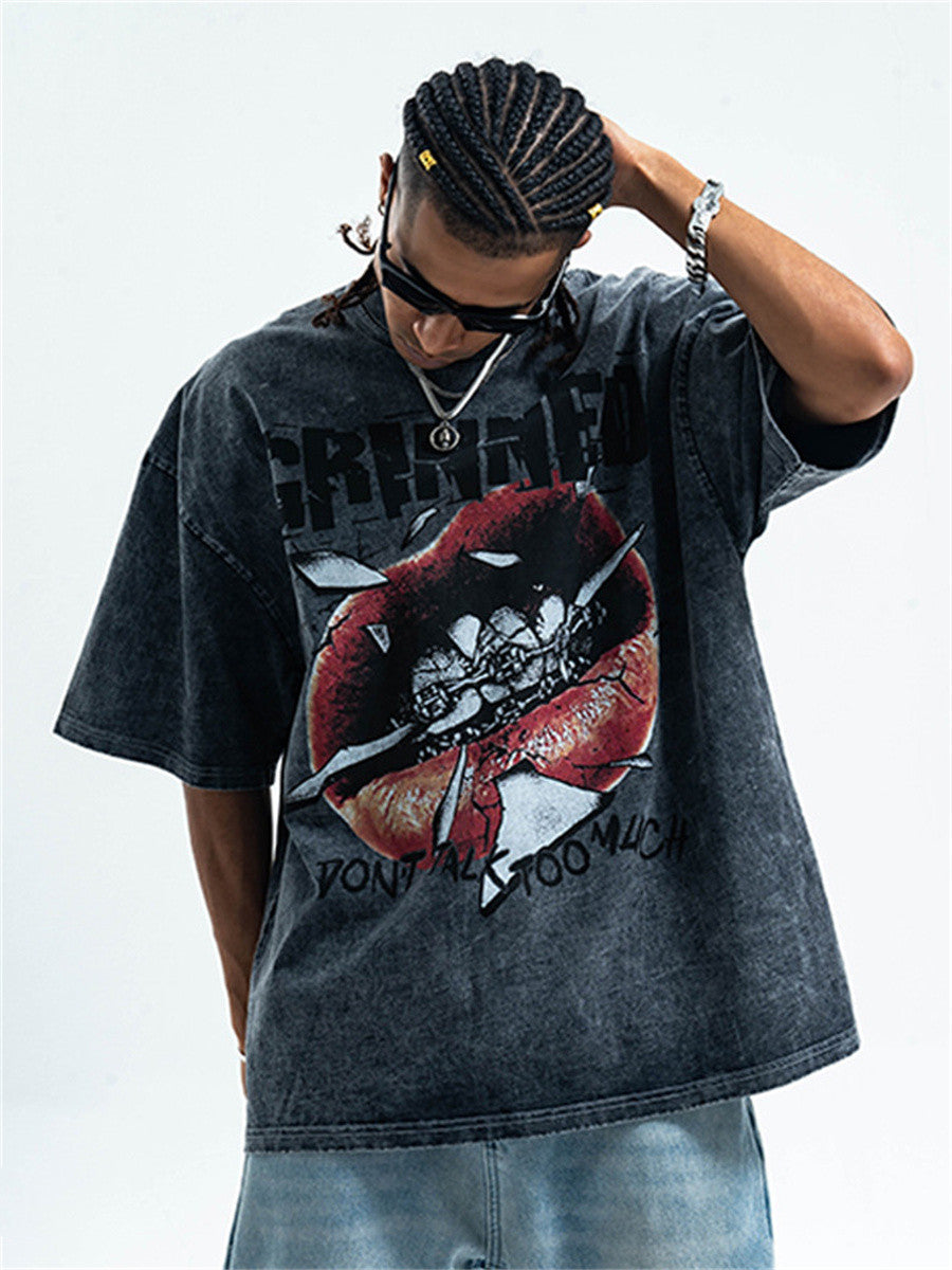 Liber Summer Men's Printed Letter Hood T-shirts