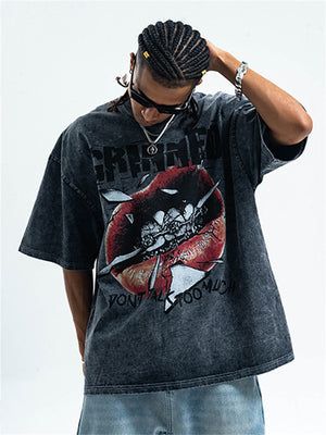 Liber Summer Men's Printed Letter Hood T-shirts