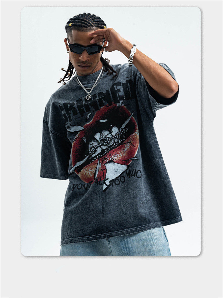 Liber Summer Men's Printed Letter Hood T-shirts