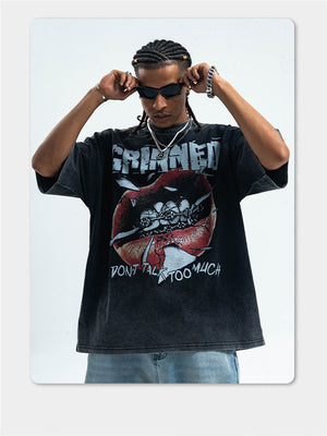 Liber Summer Men's Printed Letter Hood T-shirts