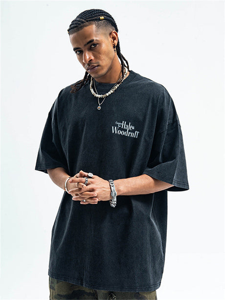 Liber Summer Men's Printed Letter Hood T-shirts