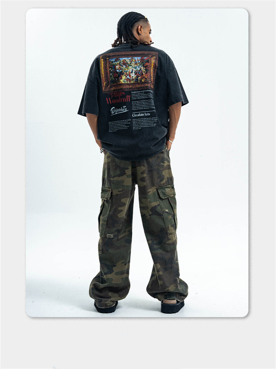 Liber Summer Men's Printed Letter Hood T-shirts