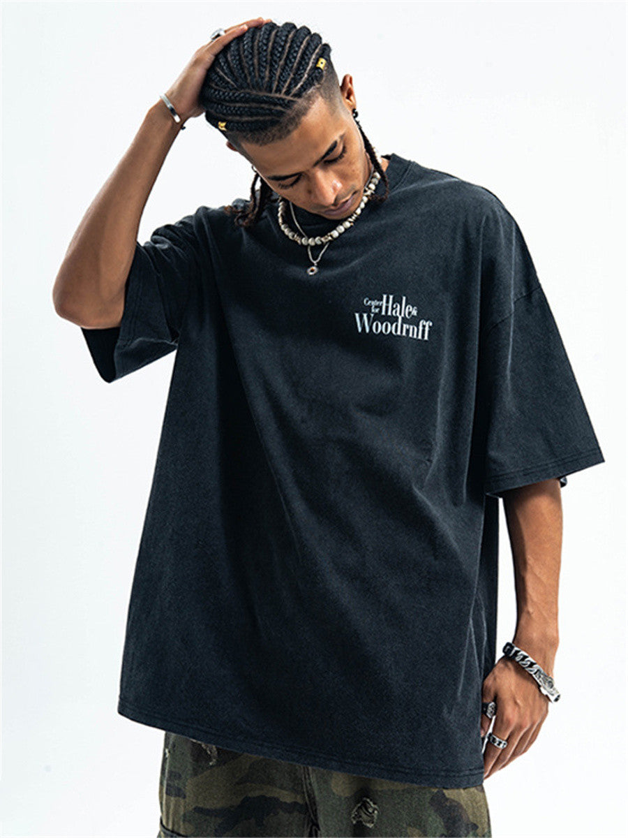 Liber Summer Men's Printed Letter Hood T-shirts