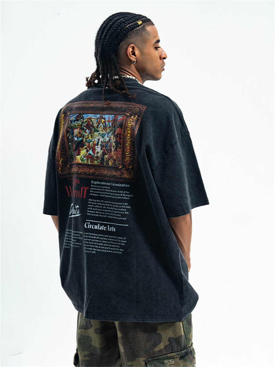 Liber Summer Men's Printed Letter Hood T-shirts