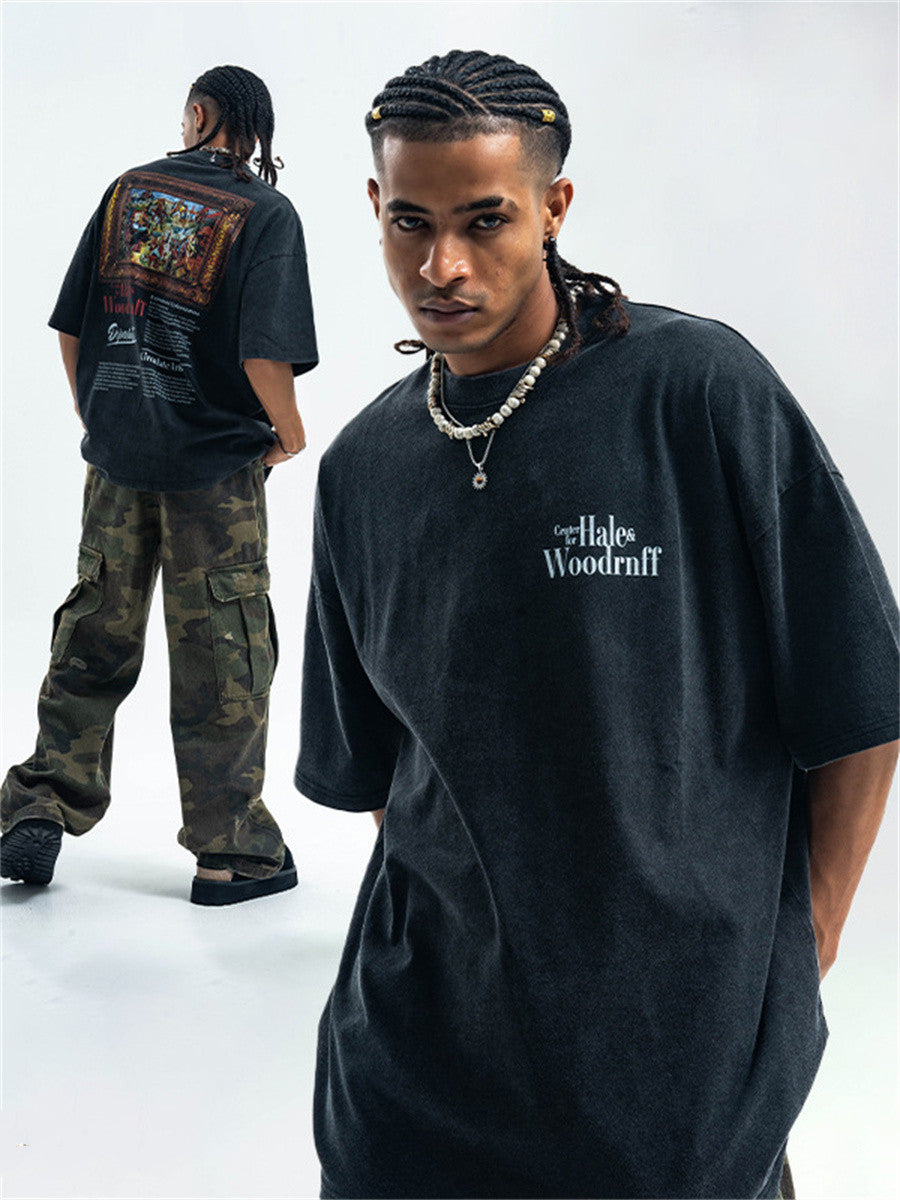 Liber Summer Men's Printed Letter Hood T-shirts