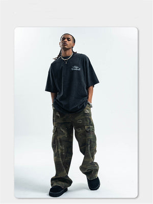 Liber Summer Men's Printed Letter Hood T-shirts