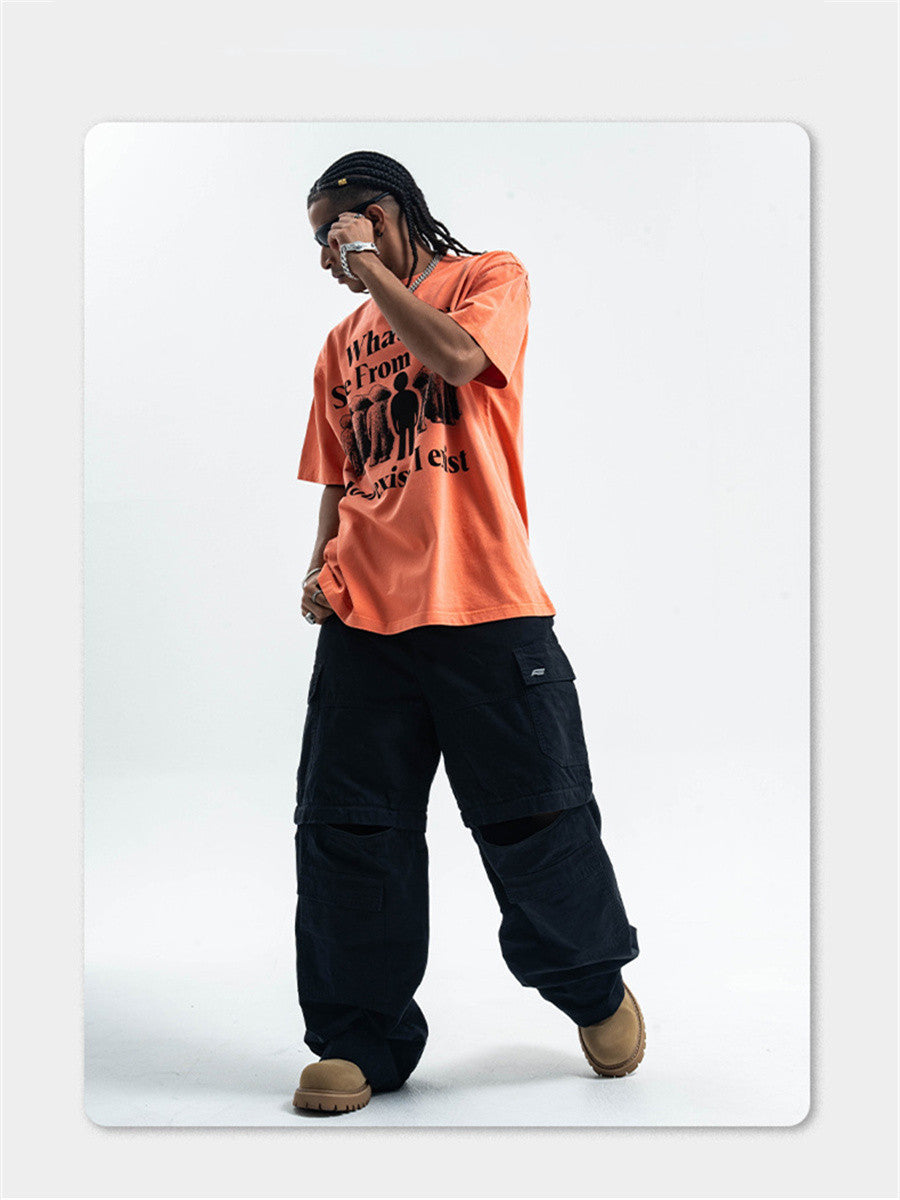 Liber Summer Men's Printed Letter Hood T-shirts