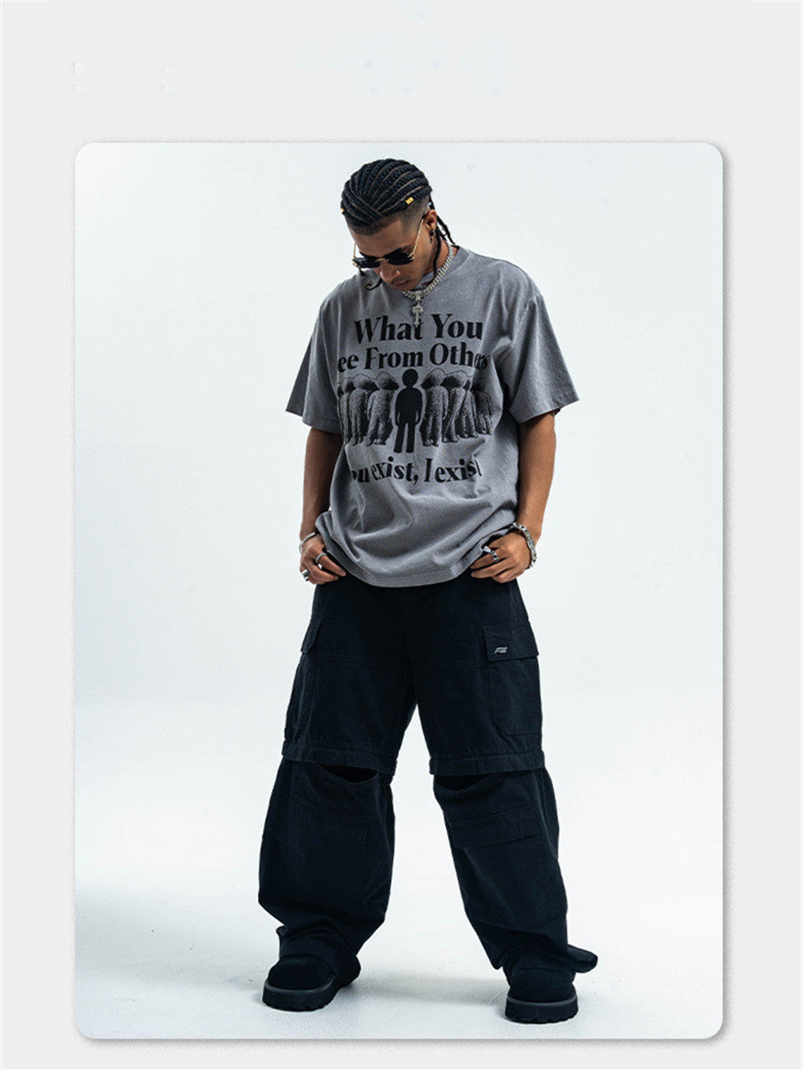 Liber Summer Men's Printed Letter Hood T-shirts