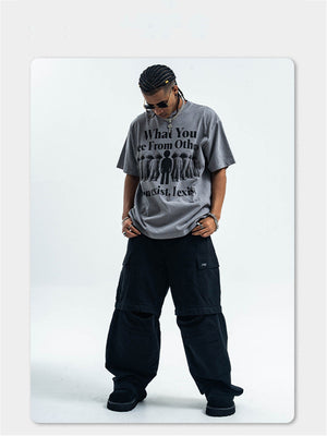 Liber Summer Men's Printed Letter Hood T-shirts