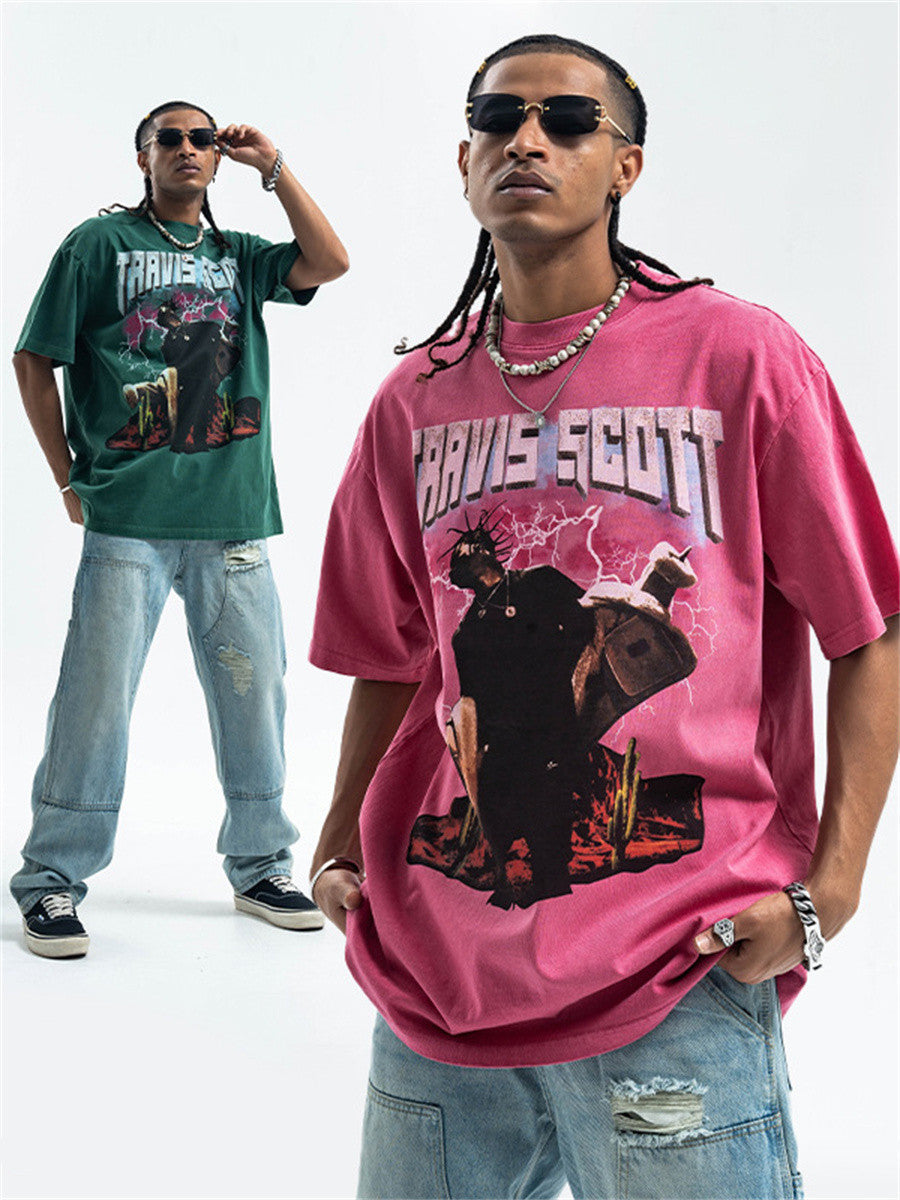 Liber Summer Men's Printed Letter Hood T-shirts